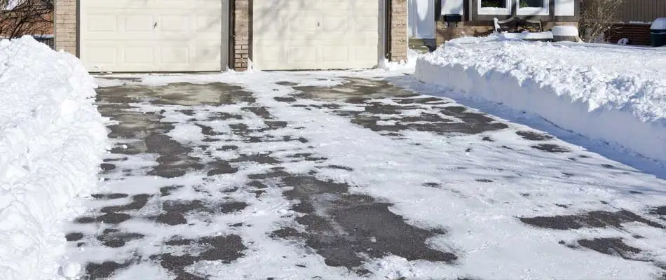 Residential driveway that we plowed and deiced.